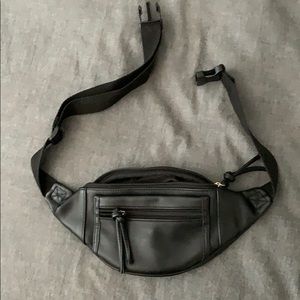 Black Leather Fanny Pack